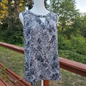 Worthington Elegant Black and White Floral Women's Top